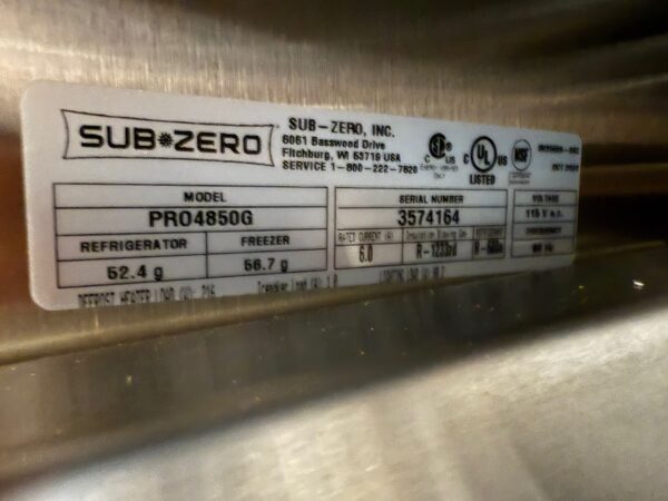 48” Subzero Pro Refrigerator Freezer With Glass Door PRO4850G (New 10/2020 Model) - Image 6