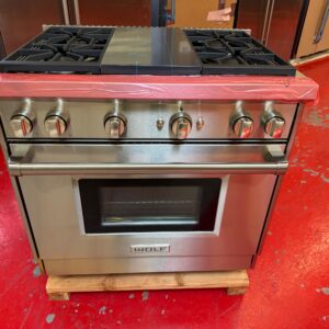 36” Wolf Gas Range GR364C (New Showroom Model)