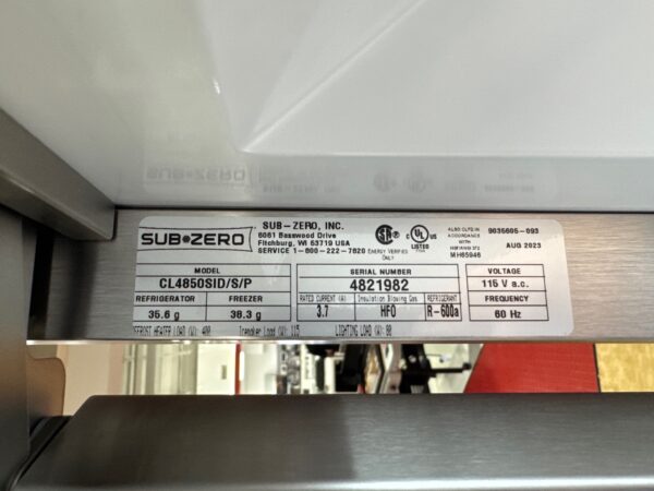 48” Subzero Refrigerator Freezer With Internal Water Dispenser CL4850SIDSP (New 2023) - Image 2