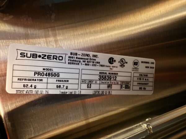 48” Subzero Pro Refrigerator Freezer With Glass Door PRO4850G (11/2022 Model) - Image 8