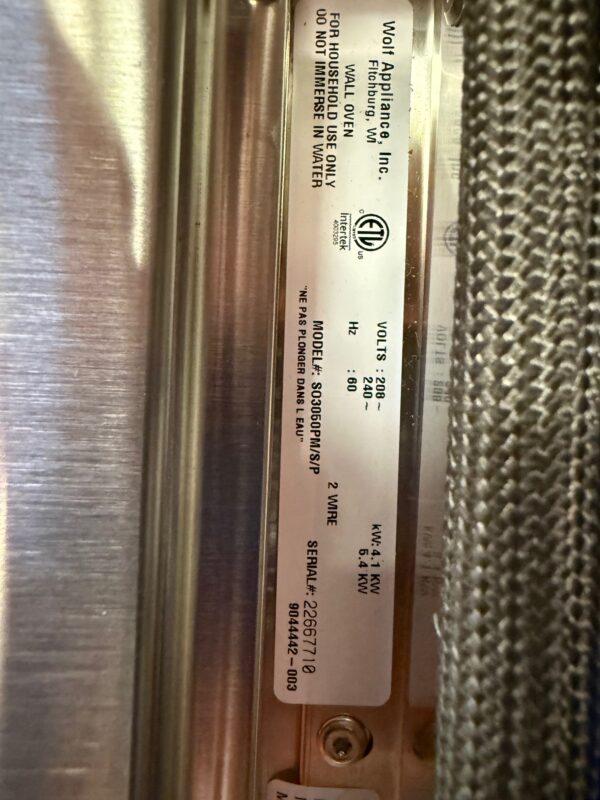 30'' Wolf M Series Single Wall Oven SO3050PMSP (New) - Image 5