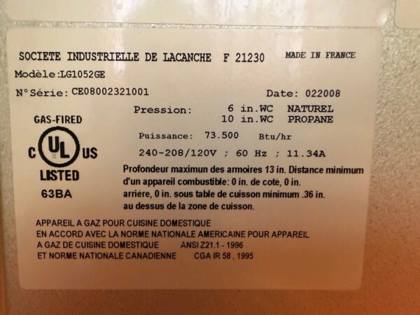 39 3/8'' Lacanche Cluny Dual Fuel Range LG1052GE Terracotta With Brass (Used) - Image 12