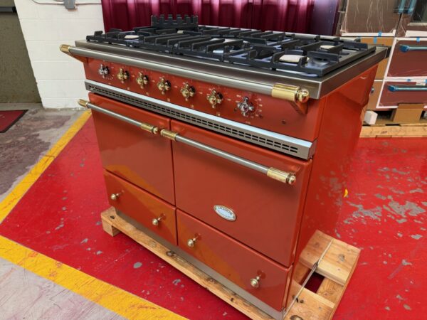 39 3/8'' Lacanche Cluny Dual Fuel Range LG1052GE Terracotta With Brass (Used) - Image 3