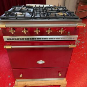 28'' Lacanche Cormatin Classique DUS7EDZ Dual Fuel Range in Griotte Red With Brass (Used)