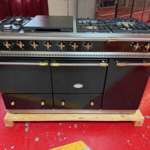 55 5/16'' Lacanche Cluny 1400 Series Dual Fuel Range DUSD401C0TGS Black with Brass (Used 2014 Model)