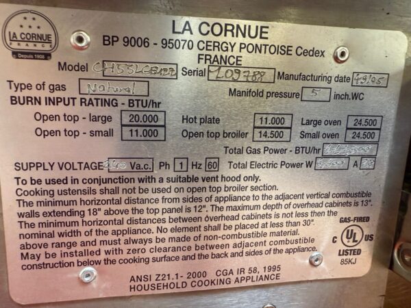 60” La Cornue Chateau 150 Dual Fuel Range CH53LGEU27 (Used Natural Gas) - Image 13