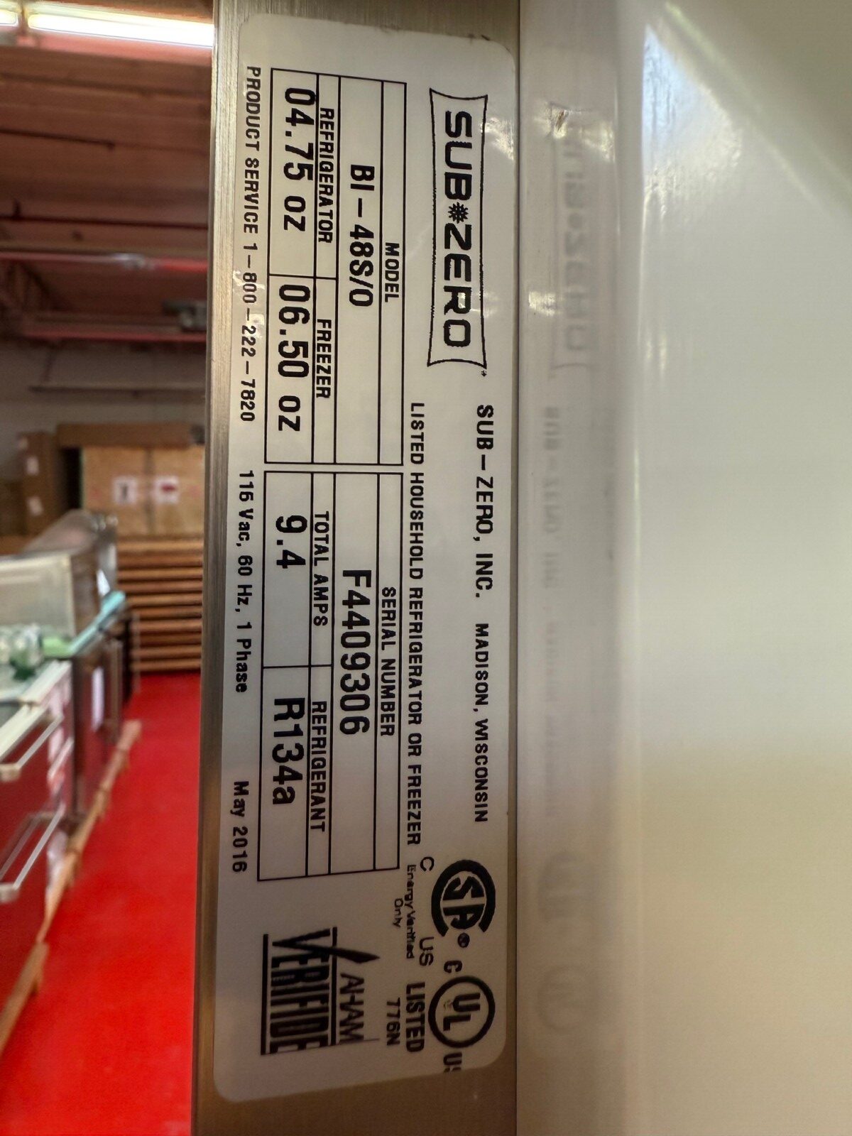 48'' Subzero Refrigerator Freezer Panel Ready BI48SO (Used 2016) - Image 7