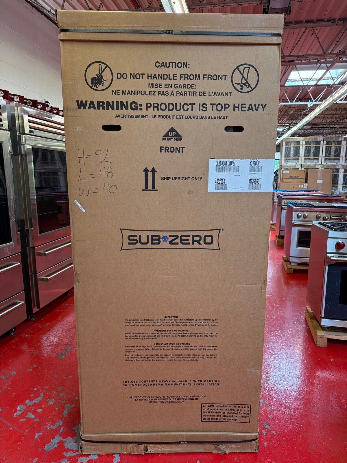 36'' Subzero Refrigerator French Door With Water Dispenser CL3650UFDIDST (New in Box) - Image 5
