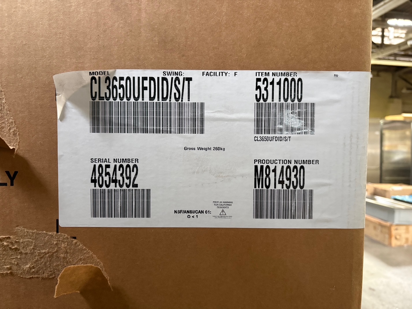 36” Subzero Refrigerator French Door With Water Dispenser CL3650UFDIDST (New in Box) - Image 4