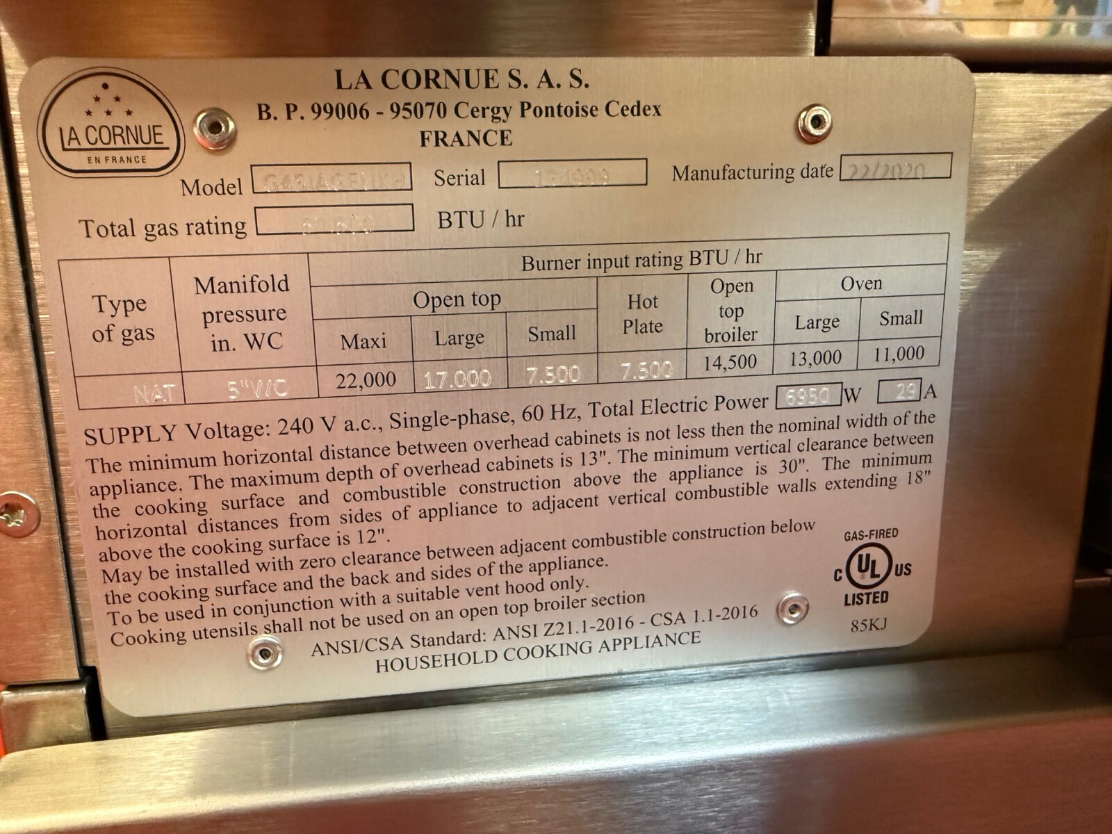 60” La Cornue Chateau 150 Dual Fuel Range G45IAGEUKH Stainless Steel With Brass (Used 2020 Model) - Image 12