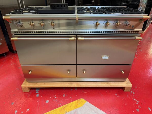 55 5/16” Lacanche Sully Dual Fuel Range DUS1402D00GD Stainless Steel with Brass (Used 2012 Model)