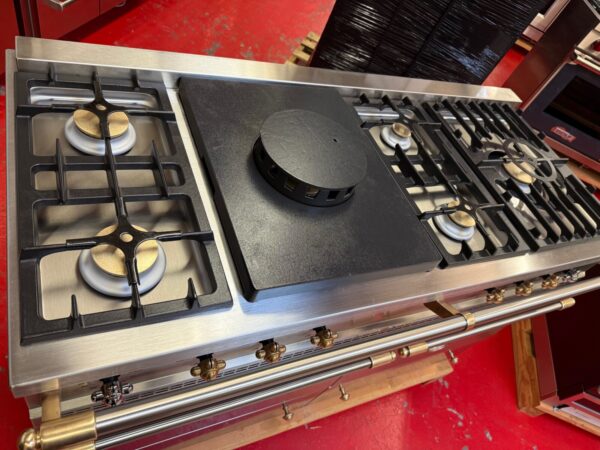55 5/16” Lacanche Sully Dual Fuel Range DUS1402D00GD Stainless Steel with Brass (Used 2012 Model) - Image 8