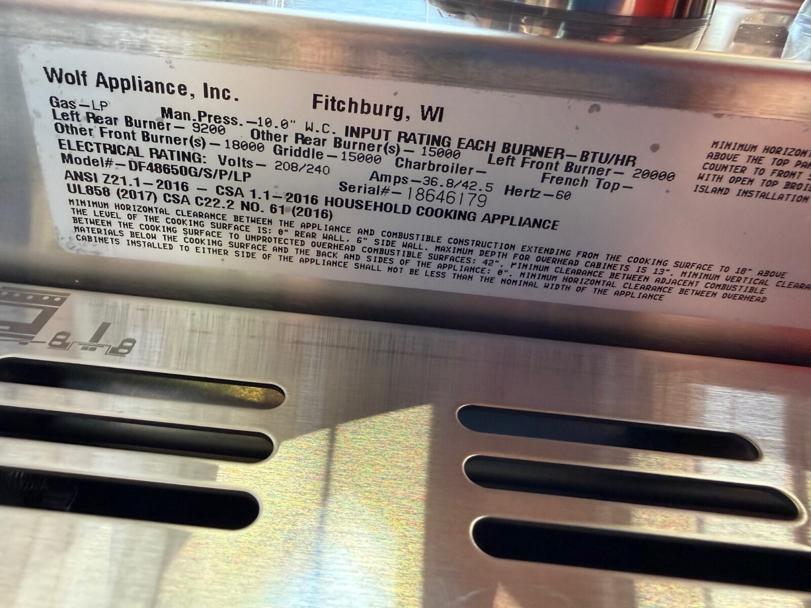 48'' Wolf M Series Dual Fuel Propane Range DF48650GSPLP (New) - Image 10