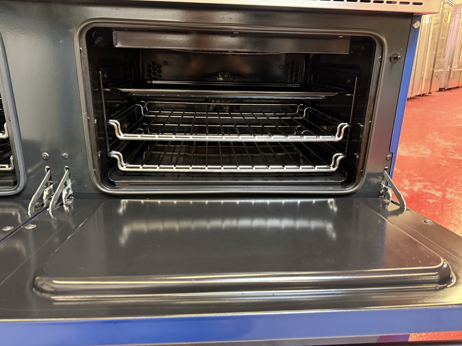 55 5/16” Lacanche Sully Dual Fuel Range Blue With Brass DUS1402D02GDA (Used) - Image 13