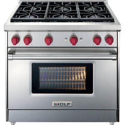 36'' Wolf Gas Range GR366 (Used Natural Gas & S/S Knobs)