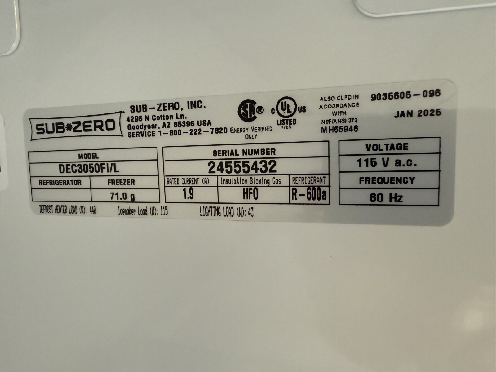 30” Subzero Freezer Column With Ice Maker DEC3050FIL (New 2025) - Image 9